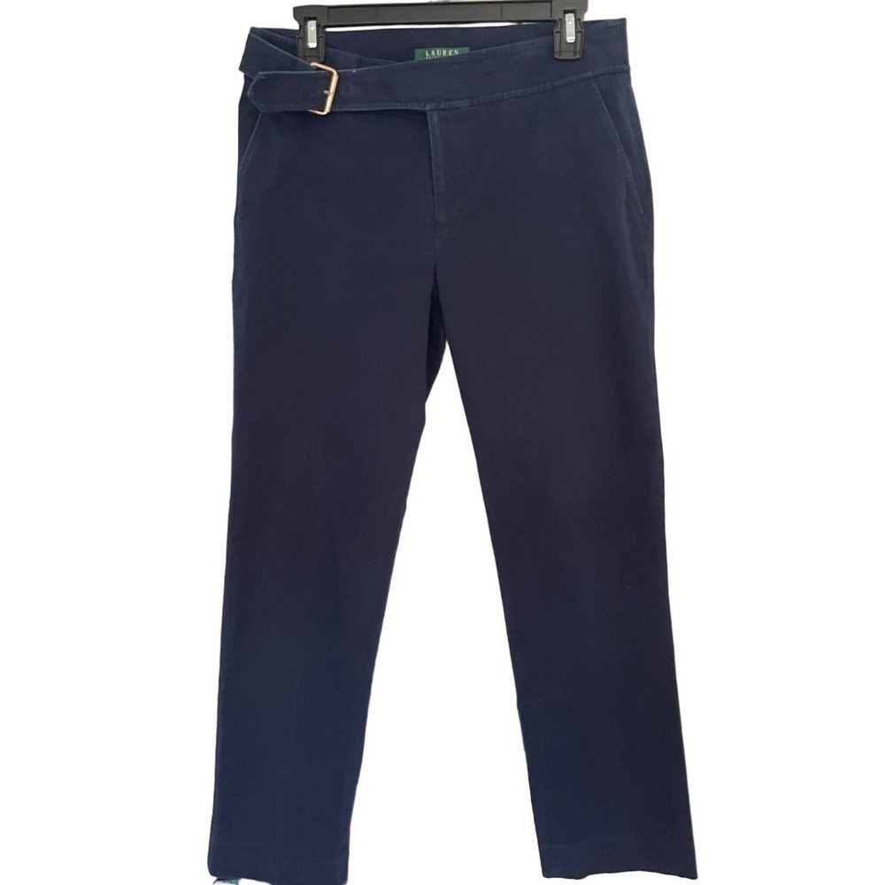 Lauren Ralph Lauren Women's Flat Front Cropped Navy Pants Size 6